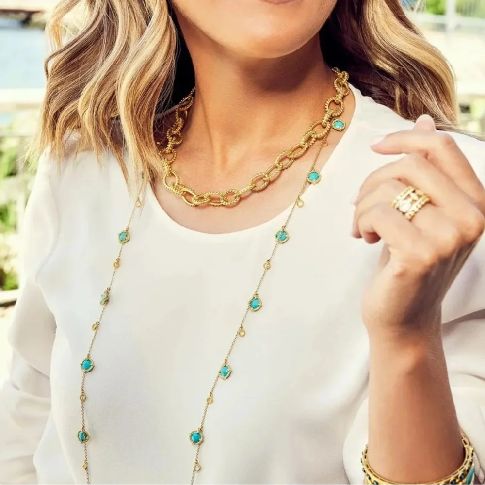 Freida Rothman Gold Chain toggle Necklace - Picture 3 of 5